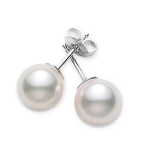 Brand New Freshwater Pearl Stud Earrings 14k White Gold Over 925 Sterling Silver